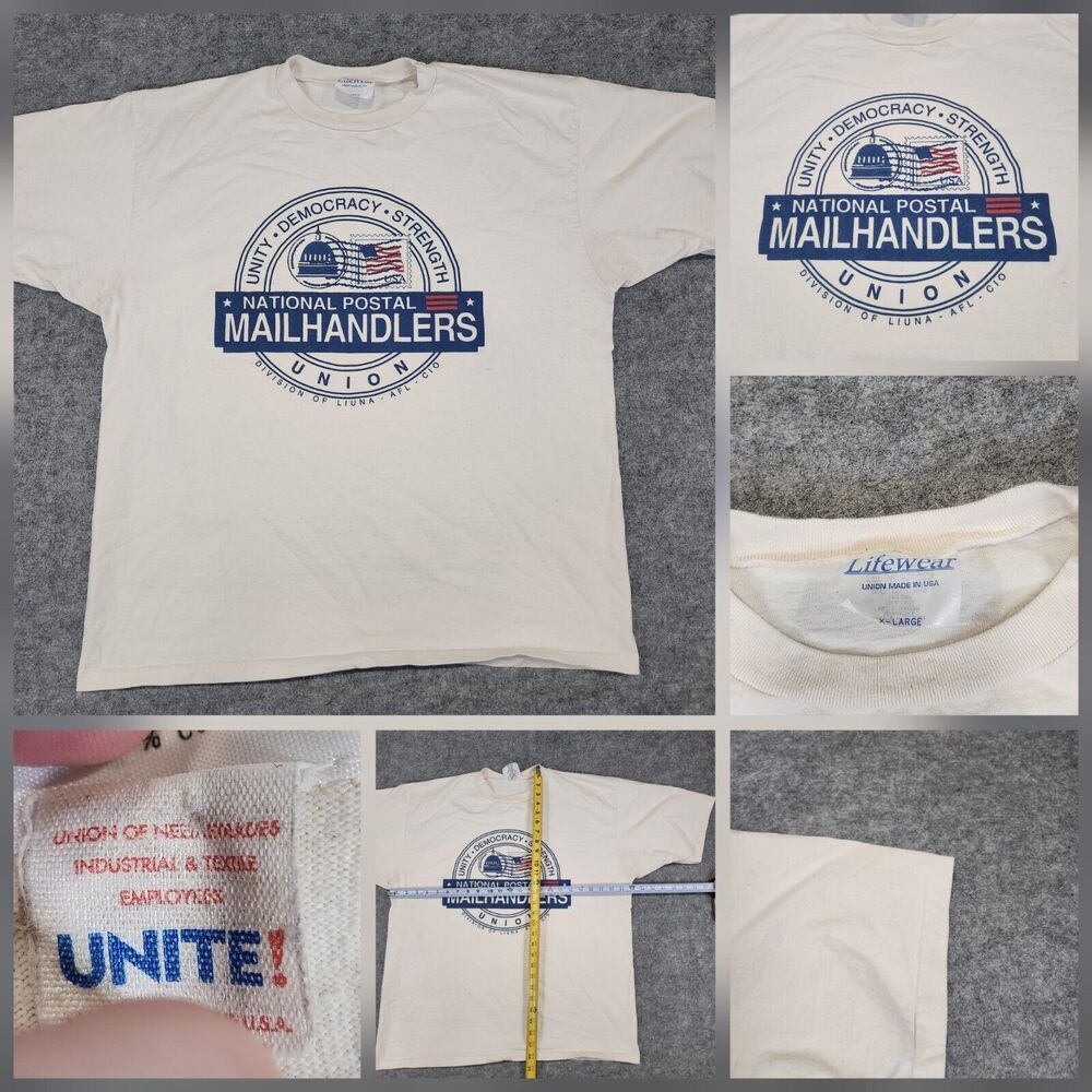 VTG‎ NPMHU National Postal Mailhandlers Union Mens XL USA Single Stitch T Shirt